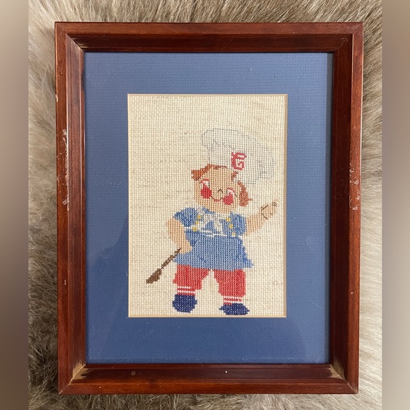 Vintage Framed Campbell’s Soup Cross Stitch Picture Art Wall Hanging - Picture 1 of 2